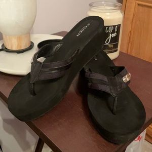 Coach Black Platform Flipflops